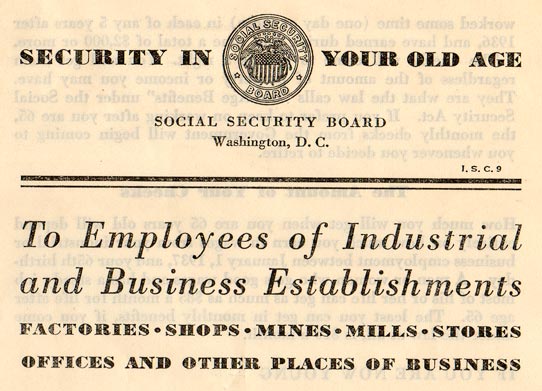Social Security ISC9 pamphlet